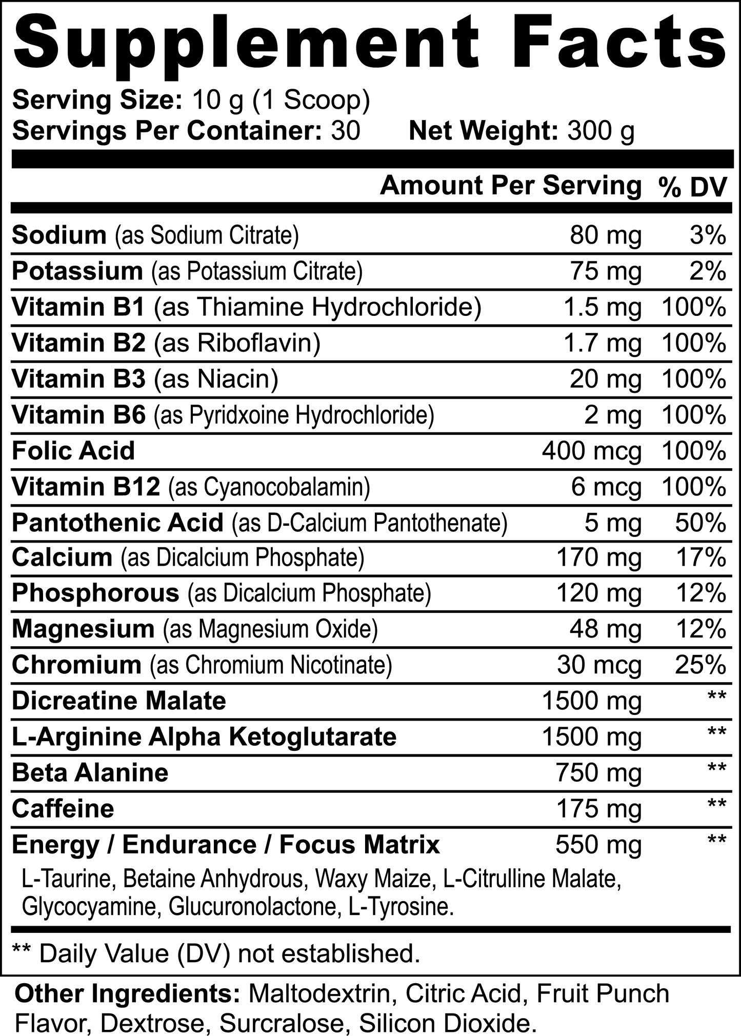 Catholic Nutrition Pre-Workout (Fruit Punch)